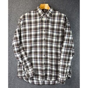GH Bass Earth Mens XL Plaid Flannel Shirt Brown Cotton Long Sleeve Lumberjack